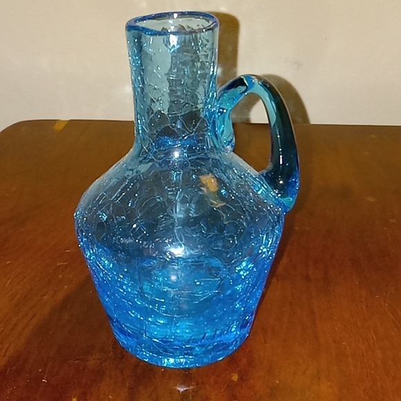 Dining Vintage Blue Crackle Glass Vase Poshmark